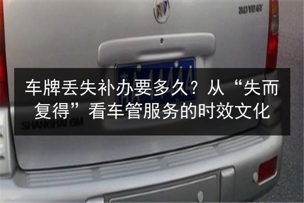 车牌丢失补办要多久？从“失而复得”看车管服务的时效文化 第3张
