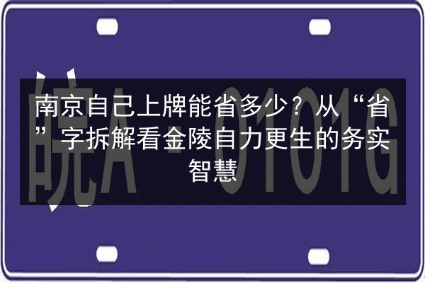 南京自己上牌能省多少?从“省”字拆解看金陵自力更生的务实智慧 第2张 南京自己上牌能省多少?从“省”字拆解看金陵自力更生的务实智慧 第2张