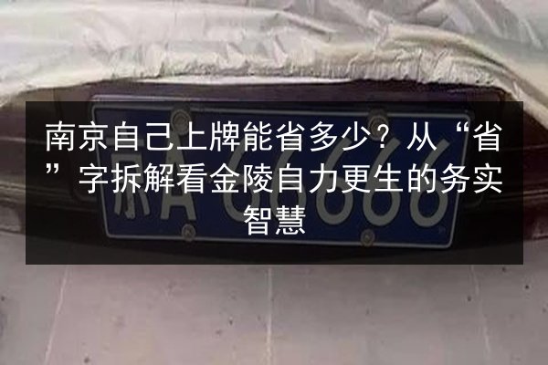 南京自己上牌能省多少?从“省”字拆解看金陵自力更生的务实智慧 第3张 南京自己上牌能省多少?从“省”字拆解看金陵自力更生的务实智慧 第3张