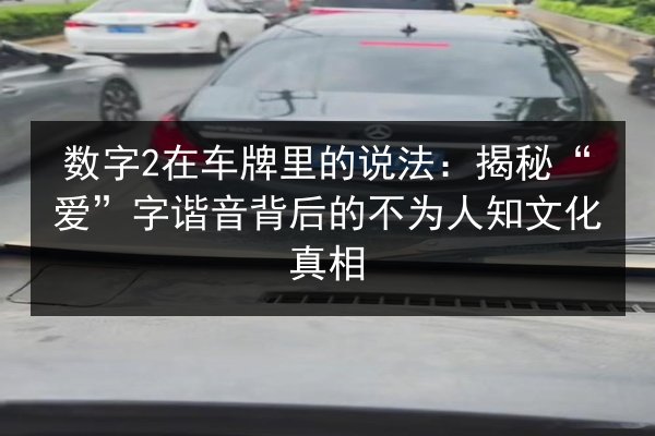 数字2在车牌里的说法：揭秘“爱”字谐音背后的不为人知文化真相