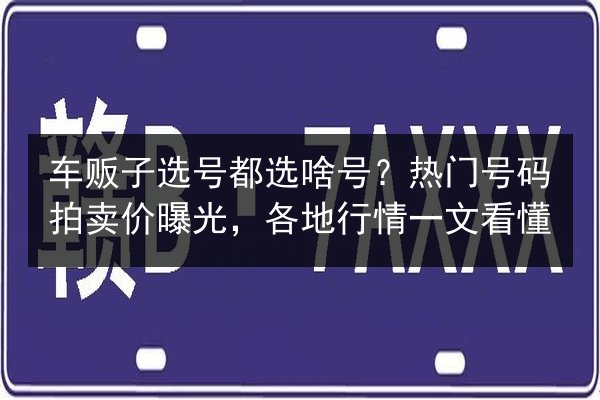 车贩子选号都选啥号？热门号码拍卖价曝光，各地行情一文看懂