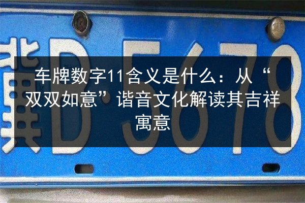 车牌数字11含义是什么:从“双双如意”谐音文化解读其吉祥寓意 第1张 车牌数字11含义是什么:从“双双如意”谐音文化解读其吉祥寓意 第1张