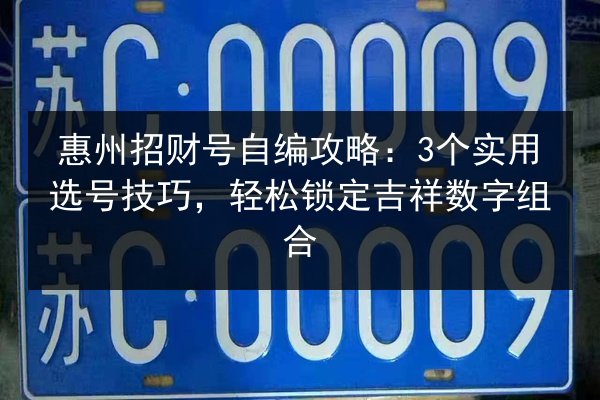 惠州招财号自编攻略：3个实用选号技巧，轻松锁定吉祥数字组合 第3张