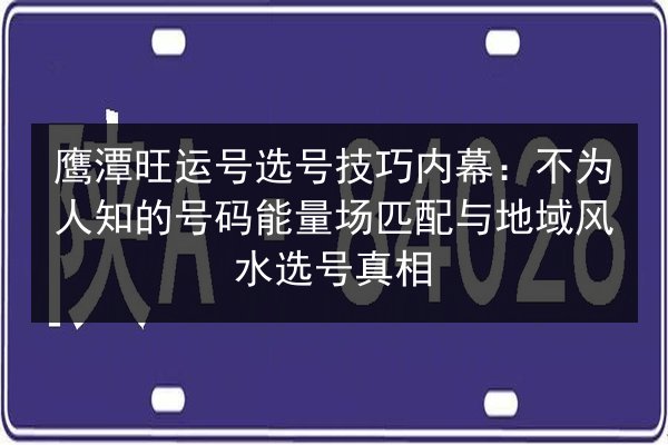 鹰潭旺运号选号技巧内幕：不为人知的号码能量场匹配与地域风水选号真相 第3张