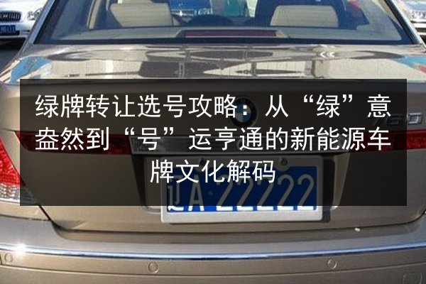 绿牌转让选号攻略：从“绿”意盎然到“号”运亨通的新能源车牌文化解码 第3张