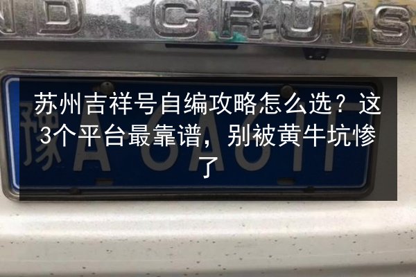 苏州吉祥号自编攻略怎么选？这3个平台最靠谱，别被黄牛坑惨了 第2张