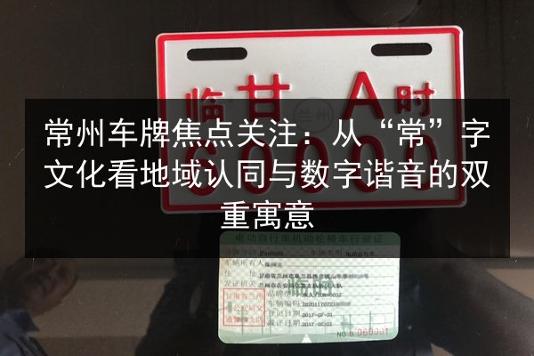 常州车牌焦点关注：从“常”字文化看地域认同与数字谐音的双重寓意