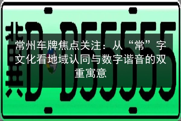 常州车牌焦点关注：从“常”字文化看地域认同与数字谐音的双重寓意 第2张