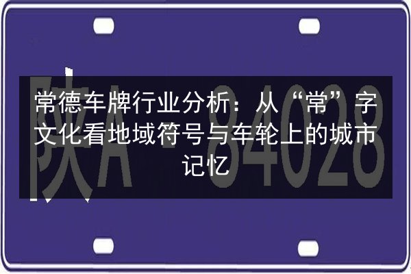 常德车牌行业分析:从“常”字文化看地域符号与车轮上的城市记忆 第1张 常德车牌行业分析:从“常”字文化看地域符号与车轮上的城市记忆 第1张