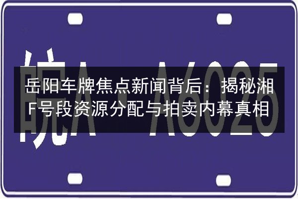 岳阳车牌焦点新闻背后：揭秘湘F号段资源分配与拍卖内幕真相