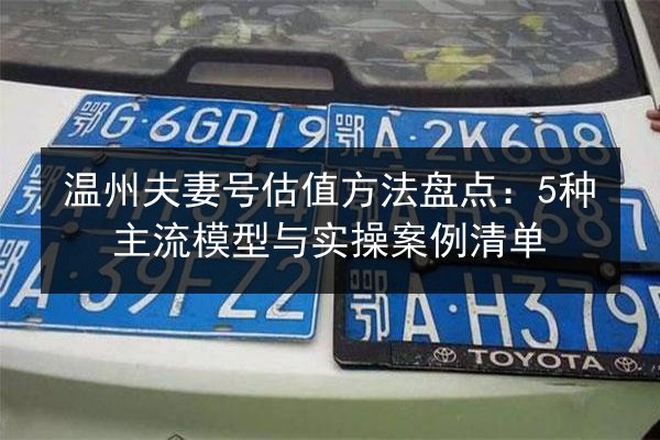 温州夫妻号估值方法盘点：5种主流模型与实操案例清单 第3张