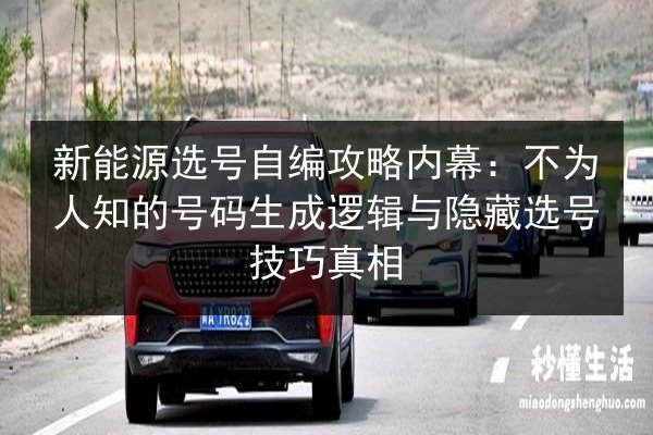 新能源选号自编攻略内幕：不为人知的号码生成逻辑与隐藏选号技巧真相 第3张