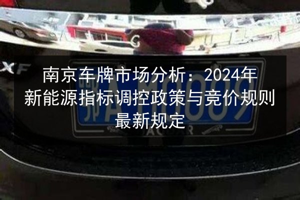 南京车牌市场分析：2024年新能源指标调控政策与竞价规则最新规定 第2张