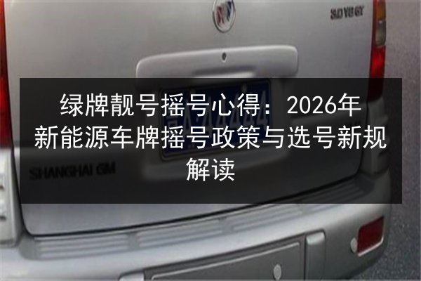 绿牌靓号摇号心得：2026年新能源车牌摇号政策与选号新规解读 第3张
