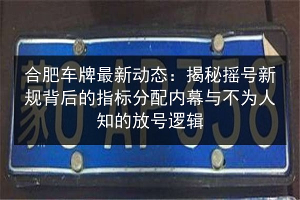 合肥车牌最新动态:揭秘摇号新规背后的指标分配内幕与不为人知的放号逻辑 第3张 合肥车牌最新动态:揭秘摇号新规背后的指标分配内幕与不为人知的放号逻辑 第3张