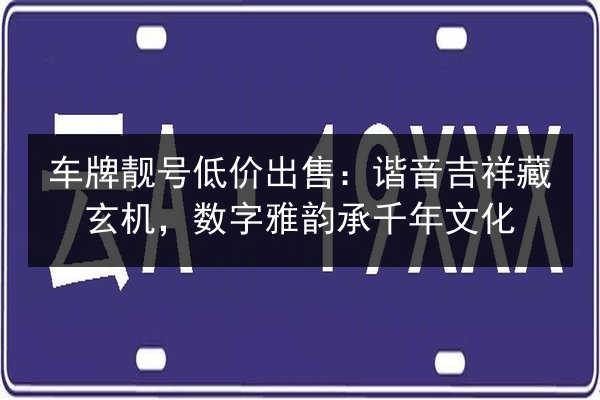 车牌靓号低价出售:谐音吉祥藏玄机,数字雅韵承千年文化 第2张 车牌靓号低价出售:谐音吉祥藏玄机,数字雅韵承千年文化 第2张