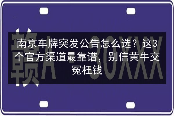 南京车牌突发公告怎么选?这3个官方渠道最靠谱,别信黄牛交冤枉钱 第2张 南京车牌突发公告怎么选?这3个官方渠道最靠谱,别信黄牛交冤枉钱 第2张