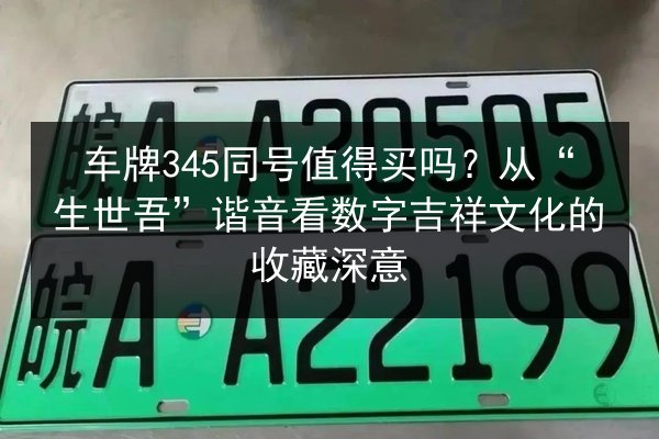 车牌345同号值得买吗?从“生世吾”谐音看数字吉祥文化的收藏深意 第2张 车牌345同号值得买吗?从“生世吾”谐音看数字吉祥文化的收藏深意 第2张