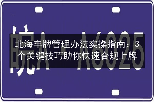 北海车牌管理办法实操指南：3个关键技巧助你快速合规上牌 第3张
