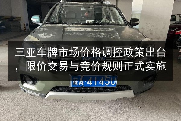 三亚车牌市场价格调控政策出台,限价交易与竞价规则正式实施 第2张 三亚车牌市场价格调控政策出台,限价交易与竞价规则正式实施 第2张