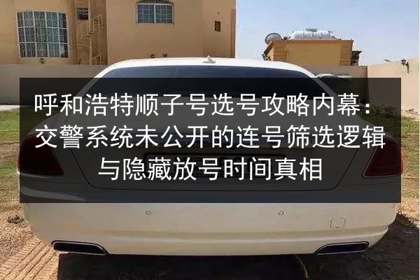 呼和浩特顺子号选号攻略内幕:交警系统未公开的连号筛选逻辑与隐藏放号时间真相 第3张 呼和浩特顺子号选号攻略内幕:交警系统未公开的连号筛选逻辑与隐藏放号时间真相 第3张