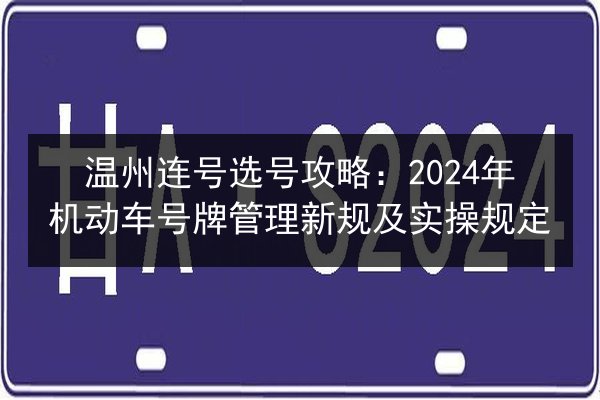 温州连号选号攻略：2024年机动车号牌管理新规及实操规定 第2张