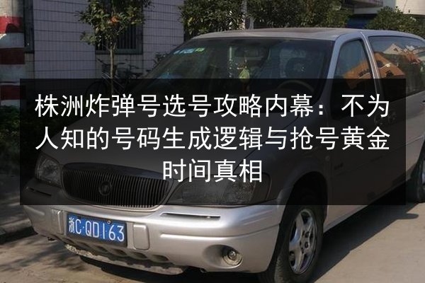 株洲炸弹号选号攻略内幕:不为人知的号码生成逻辑与抢号黄金时间真相 第2张 株洲炸弹号选号攻略内幕:不为人知的号码生成逻辑与抢号黄金时间真相 第2张