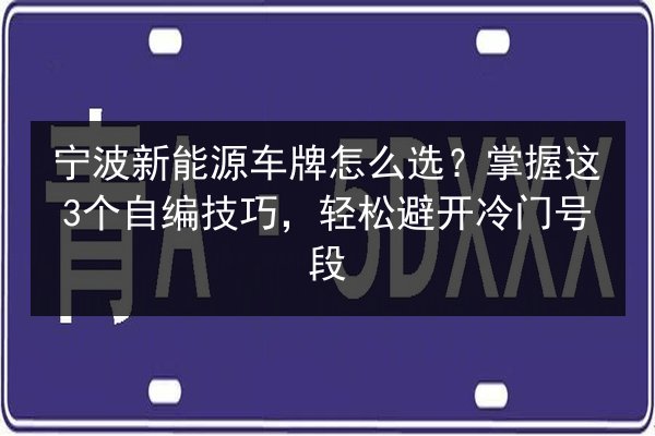 宁波新能源车牌怎么选？掌握这3个自编技巧，轻松避开冷门号段 第3张
