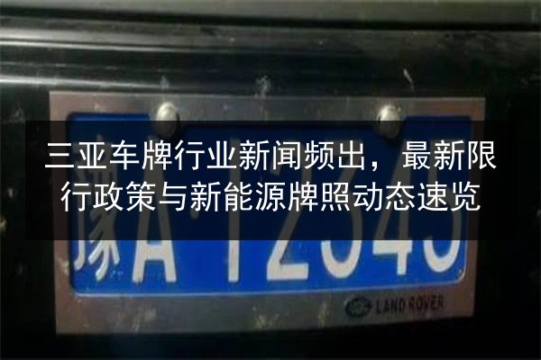 三亚车牌行业新闻频出，最新限行政策与新能源牌照动态速览 第3张