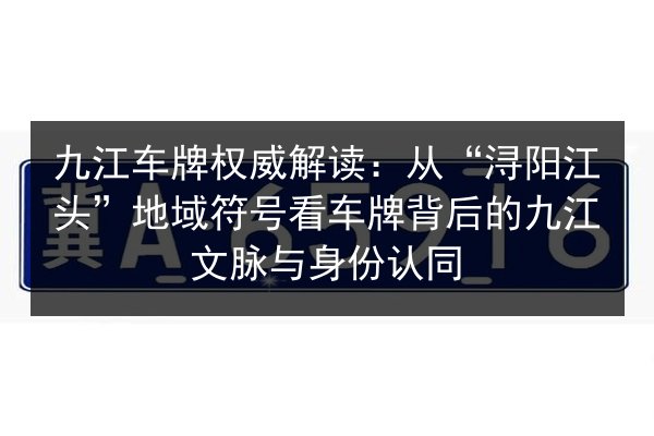 九江车牌权威解读:从“浔阳江头”地域符号看车牌背后的九江文脉与身份认同 第3张 九江车牌权威解读:从“浔阳江头”地域符号看车牌背后的九江文脉与身份认同 第3张