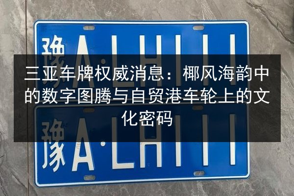 三亚车牌权威消息：椰风海韵中的数字图腾与自贸港车轮上的文化密码 第2张