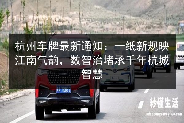 杭州车牌最新通知：一纸新规映江南气韵，数智治堵承千年杭城智慧 第3张