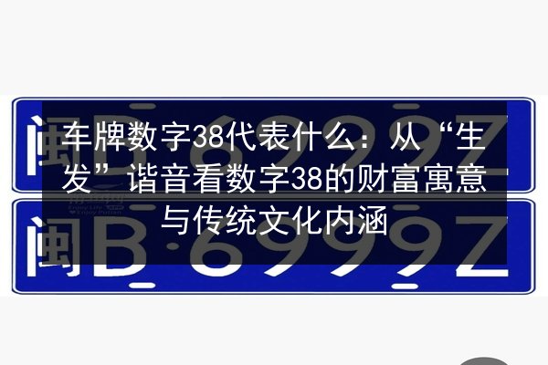 车牌数字38代表什么：从“生发”谐音看数字38的财富寓意与传统文化内涵 第2张