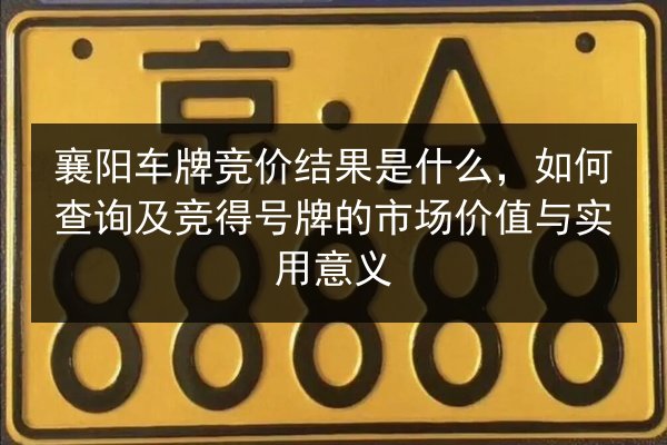 襄阳车牌竞价结果是什么，如何查询及竞得号牌的市场价值与实用意义 第2张