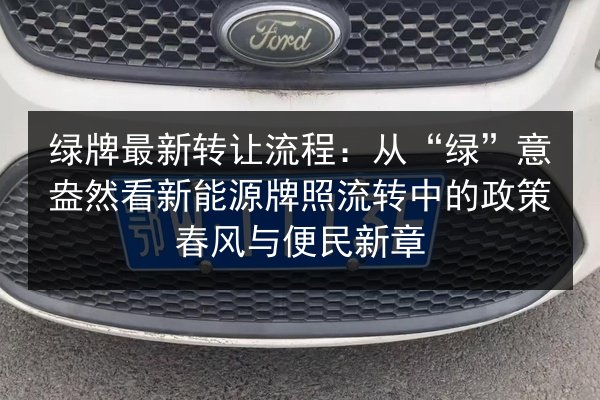 绿牌最新转让流程：从“绿”意盎然看新能源牌照流转中的政策春风与便民新章 第3张