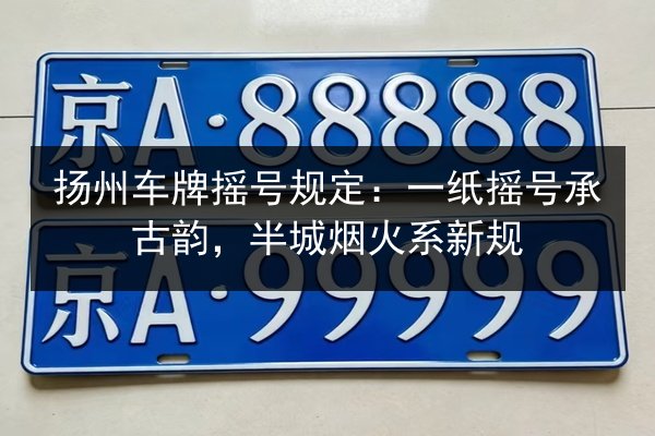 扬州车牌摇号规定：一纸摇号承古韵，半城烟火系新规 第2张
