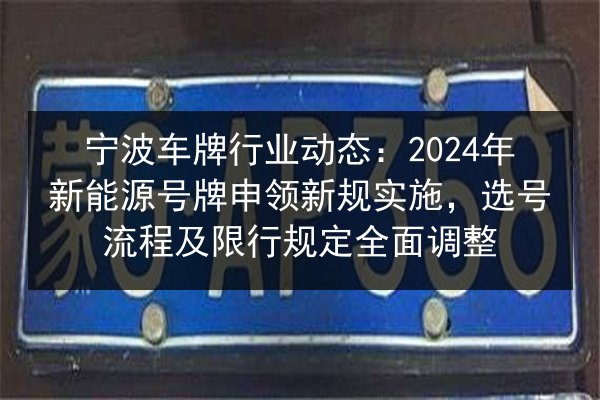 宁波车牌行业动态:2024年新能源号牌申领新规实施,选号流程及限行规定全面调整 第2张 宁波车牌行业动态:2024年新能源号牌申领新规实施,选号流程及限行规定全面调整 第2张