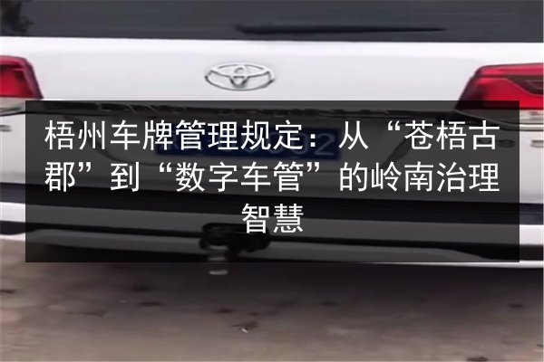 梧州车牌管理规定:从“苍梧古郡”到“数字车管”的岭南治理智慧 第3张 梧州车牌管理规定:从“苍梧古郡”到“数字车管”的岭南治理智慧 第3张