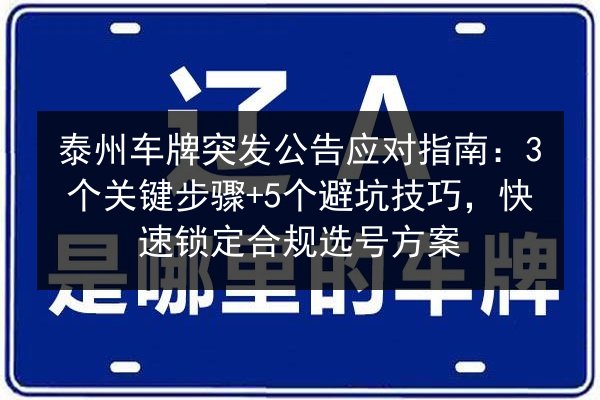 泰州车牌突发公告应对指南：3个关键步骤+5个避坑技巧，快速锁定合规选号方案 第2张