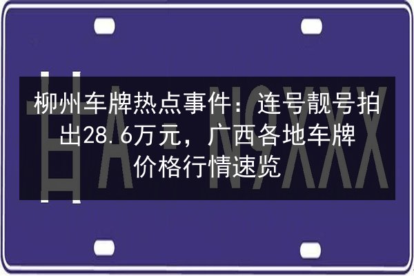 柳州车牌热点事件：连号靓号拍出28.6万元，广西各地车牌价格行情速览