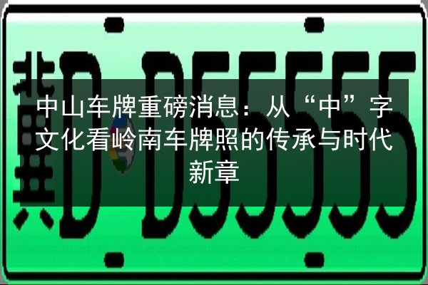 中山车牌重磅消息：从“中”字文化看岭南车牌照的传承与时代新章