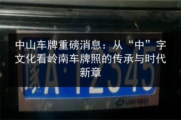 中山车牌重磅消息：从“中”字文化看岭南车牌照的传承与时代新章 第2张