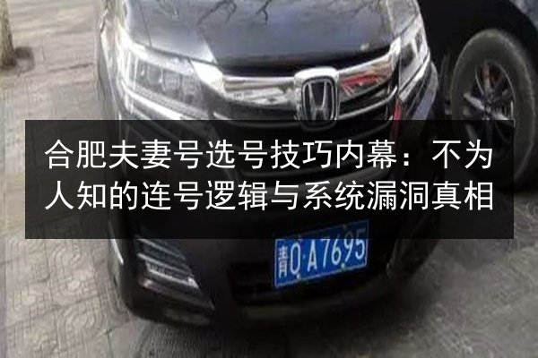 合肥夫妻号选号技巧内幕：不为人知的连号逻辑与系统漏洞真相 第2张