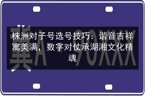株洲对子号选号技巧：谐音吉祥寓美满，数字对仗承湖湘文化精魂