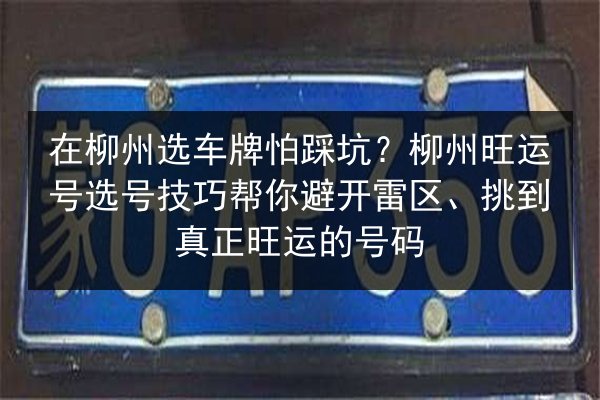 在柳州选车牌怕踩坑？柳州旺运号选号技巧帮你避开雷区、挑到真正旺运的号码