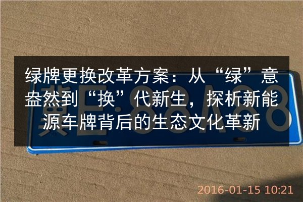 绿牌更换改革方案：从“绿”意盎然到“换”代新生，探析新能源车牌背后的生态文化革新 第2张