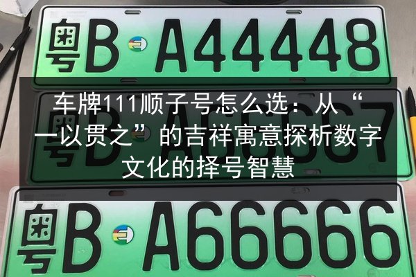 车牌111顺子号怎么选：从“一以贯之”的吉祥寓意探析数字文化的择号智慧