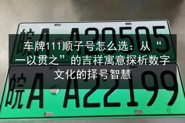 车牌111顺子号怎么选:从“一以贯之”的吉祥寓意探析数字文化的择号智慧 第3张 车牌111顺子号怎么选:从“一以贯之”的吉祥寓意探析数字文化的择号智慧 第3张