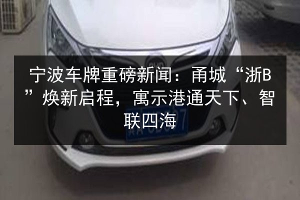 宁波车牌重磅新闻:甬城“浙B”焕新启程,寓示港通天下、智联四海 第3张 宁波车牌重磅新闻:甬城“浙B”焕新启程,寓示港通天下、智联四海 第3张