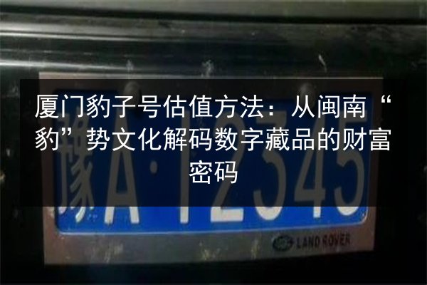 厦门豹子号估值方法：从闽南“豹”势文化解码数字藏品的财富密码